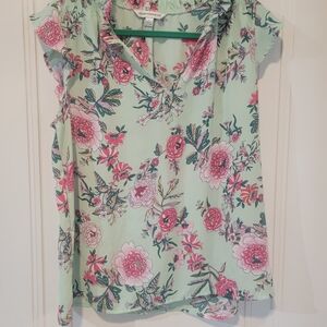 Floral Mint Green Blouse